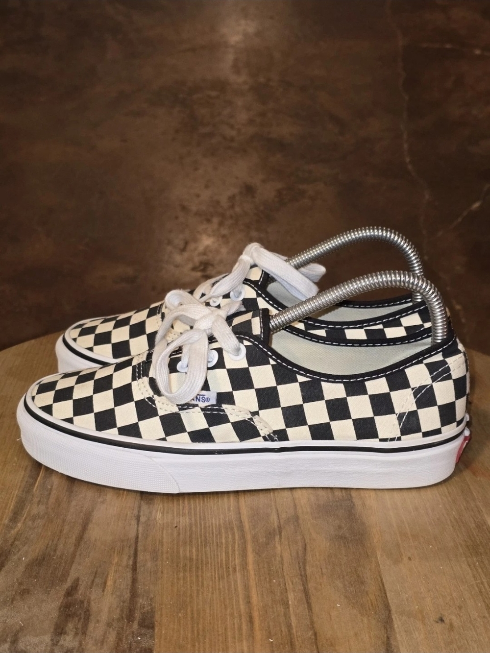 VANS Authentic Iconic Checkerboard Black & White Canvas Sneakers M6 W7.5 - Picture 3 of 8
